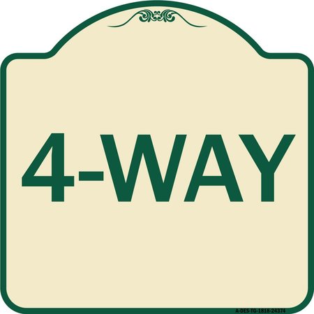 SIGNMISSION Designer Series Sign-4-Way, Tan & Green Heavy-Gauge Aluminum Sign, 18" x 18", TG-1818-24374 A-DES-TG-1818-24374